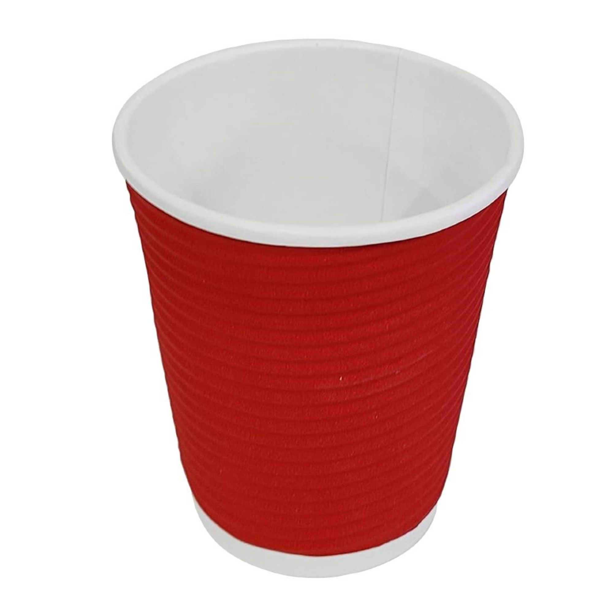Picture of Fiesta Recyclable Coffee Cups Ripple Wall Red 225ml / 8oz (25 Pack)