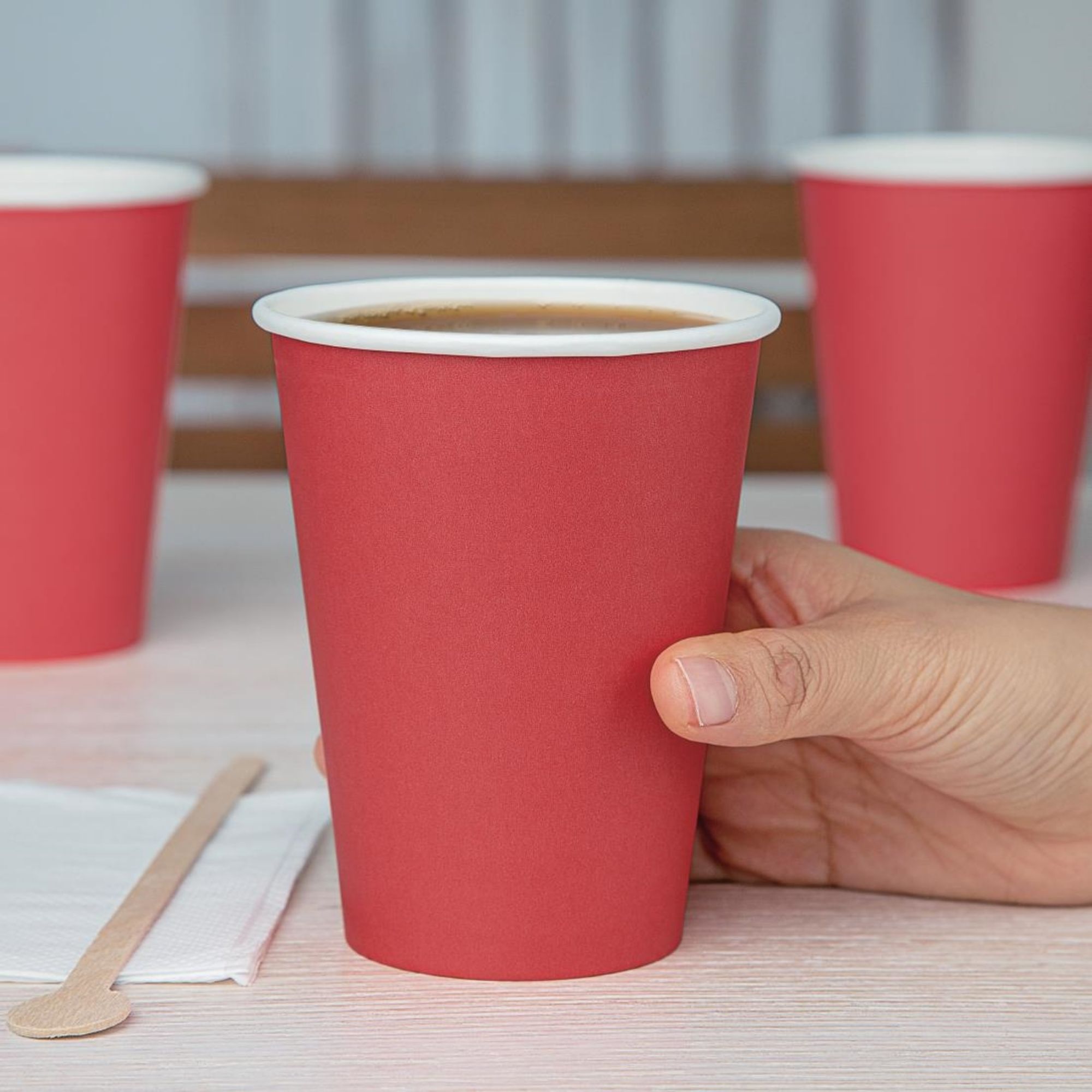 Picture of Fiesta Recyclable Single Wall Takeaway Coffee Cups Red 340ml / 12oz (1000 Pack)