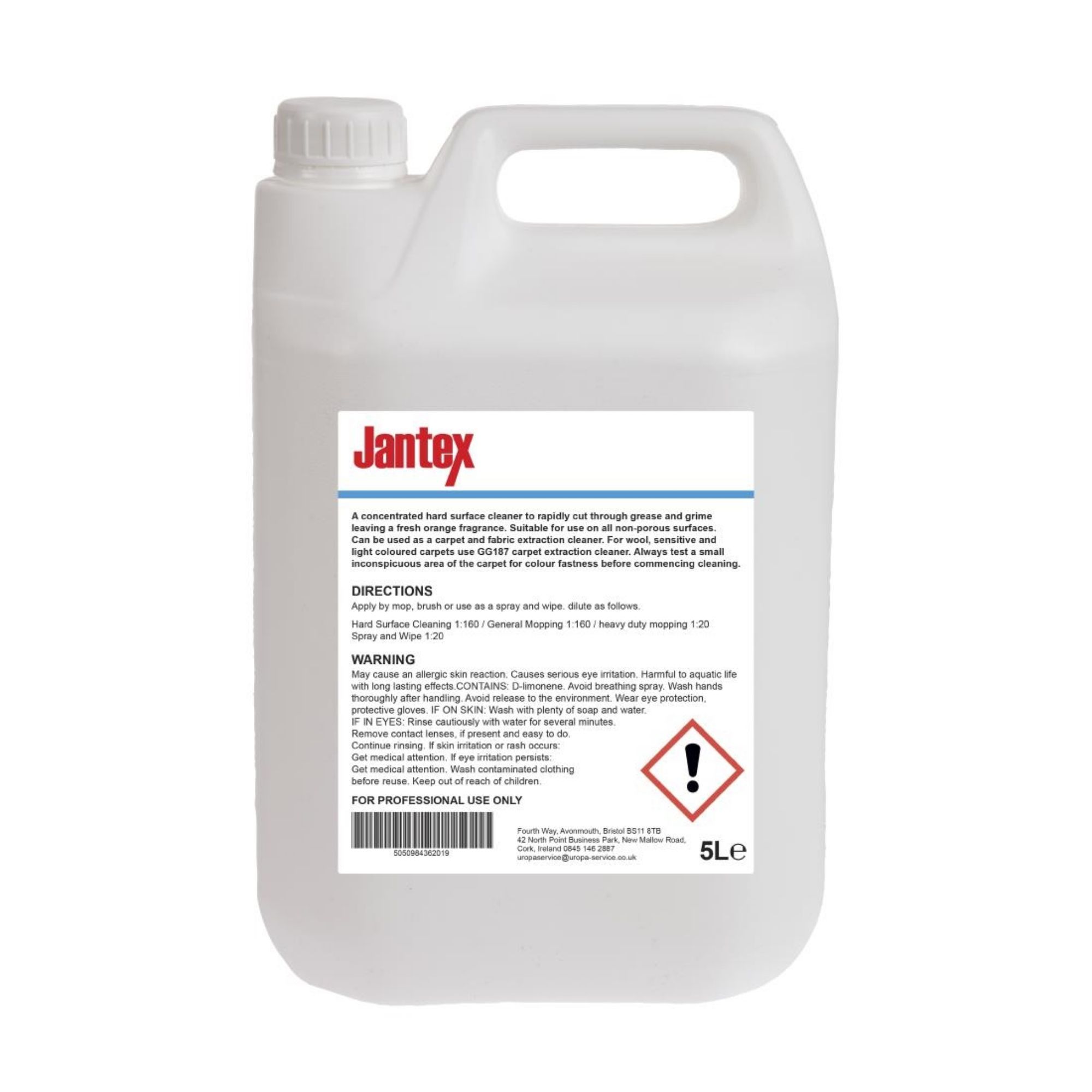 Picture of Jantex Citrus Kitchen Cleaner and Degreaser Concentrate 5Ltr (Single Pack)