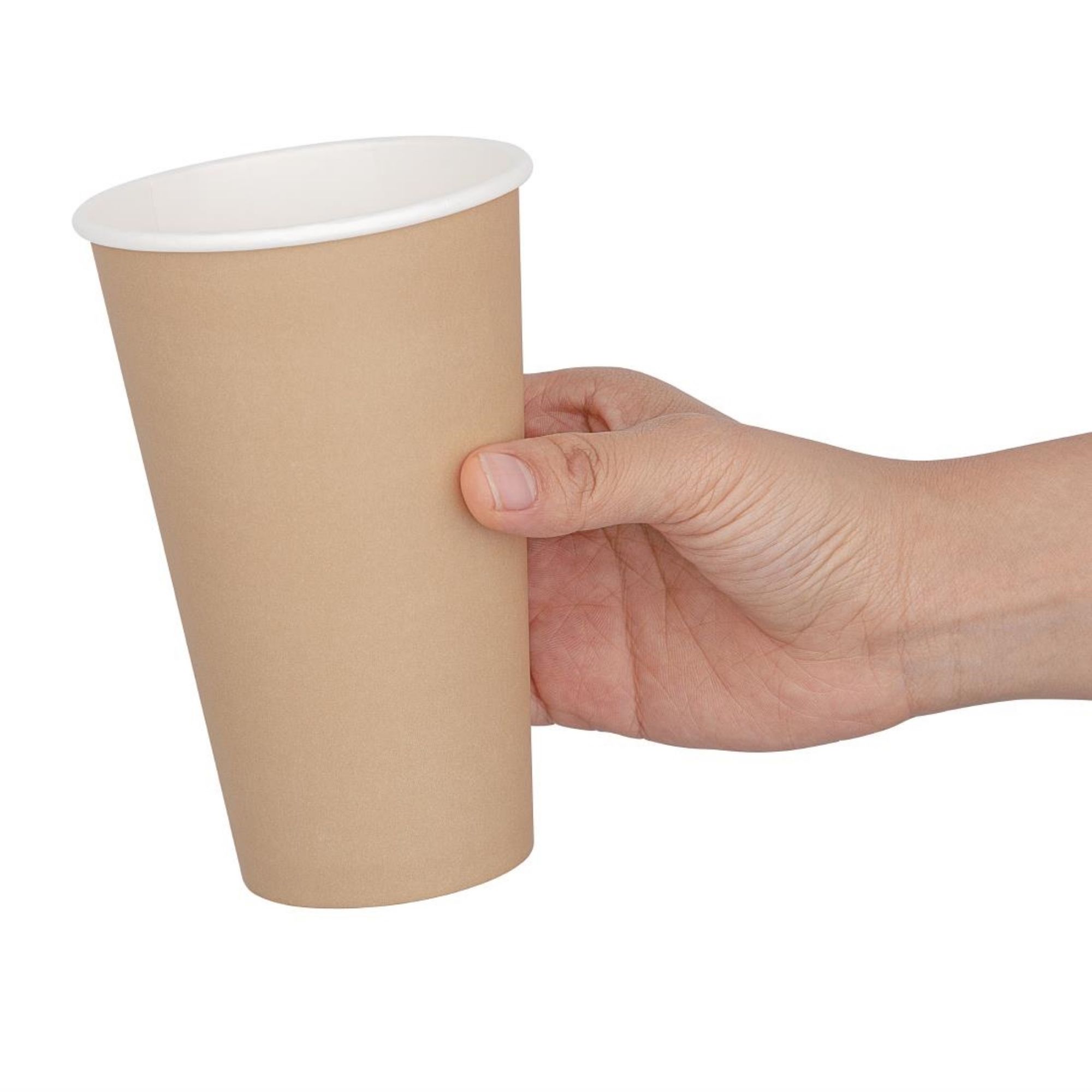 Picture of Fiesta Recyclable Single Wall Takeaway Coffee Cups Kraft 455ml / 16oz (1000 Pack)
